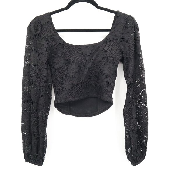 Altar'd State Boho Top Women XS Black Witchy Gypsy Whimsigoth Milkmaid Romantic - Picture 3 of 16